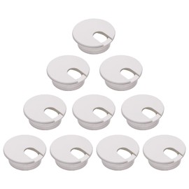 Mini Skater 2 inch 10 pcs Plastic Desk Table Cable Hole Cover, Computer Desk Round Wire Tidy Grommet Hardware for Office Home TV Stand Workstation Tabletop (White)