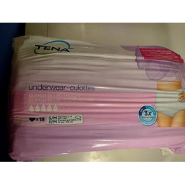 TENA Disposable Underwear Super Plus Female Small / Medium Size 2-8  Heavy 18 Ct