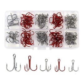 130 x Treble Hooks Set Strong Carbon Steel Treble Hooks Treble Fishing Hooks