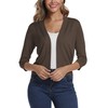 Women's Elegant 3/4 Sleeve Open Front Sweater Solid Cropped Shrug
