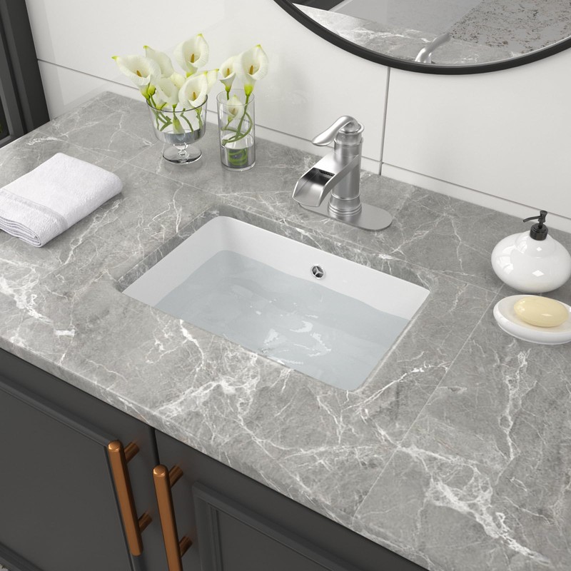 Couoko 18x12 Inch Undermount Bathroom Sink with Rectangular Bottom White