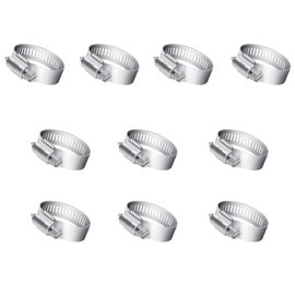 Hose Clamp, 10 Pieces Stainless Steel Adjustable 13-19mm Range Worm Gear Hose Clamp, Fuel Line Clamp for Plumbing, Automotive and Mechanical Applications (3/4iinches)