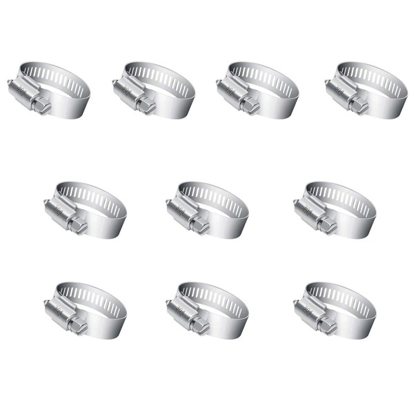 Hose Clamp, 10 Pieces Stainless Steel Adjustable 13-19mm Range Worm