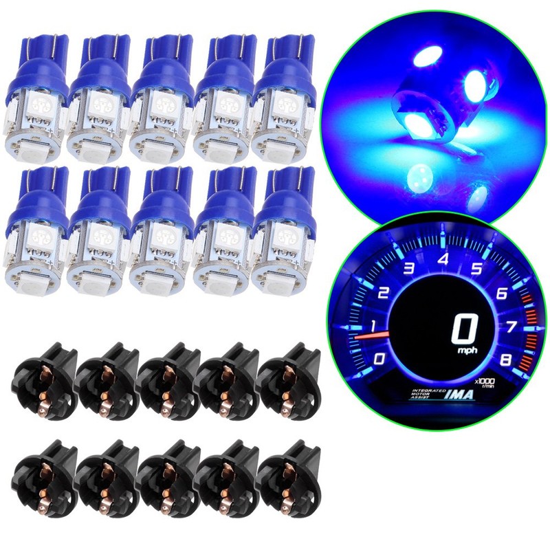 cciyu 10 Pack Blue T10 5-5050-SMD PC194 LED Bulb Instrument