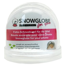 Schneekugelhaus 50008 Schneekugelfoto mit Sockel transparent mit Schnee und Glitzer - 9 cm