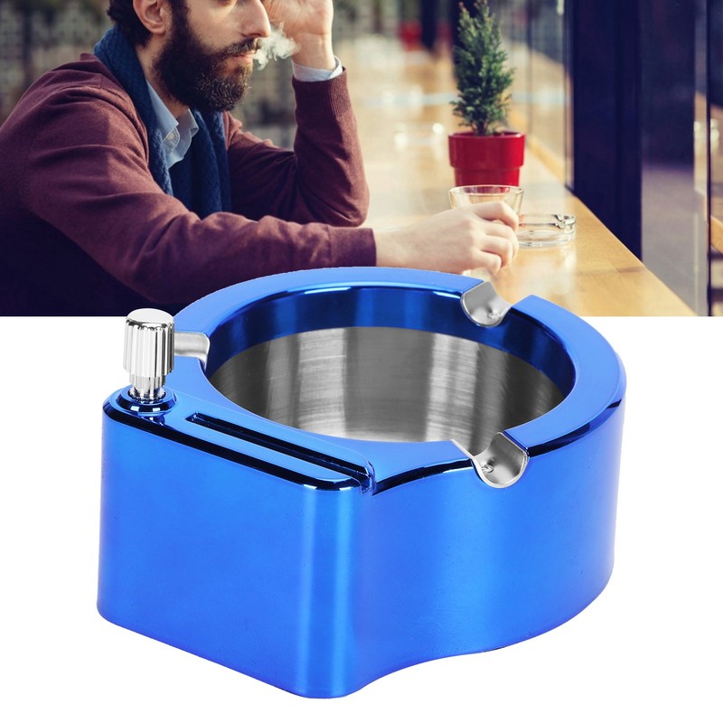 Stainless Steel Ashtray with Matches Lighter Function for Home Office