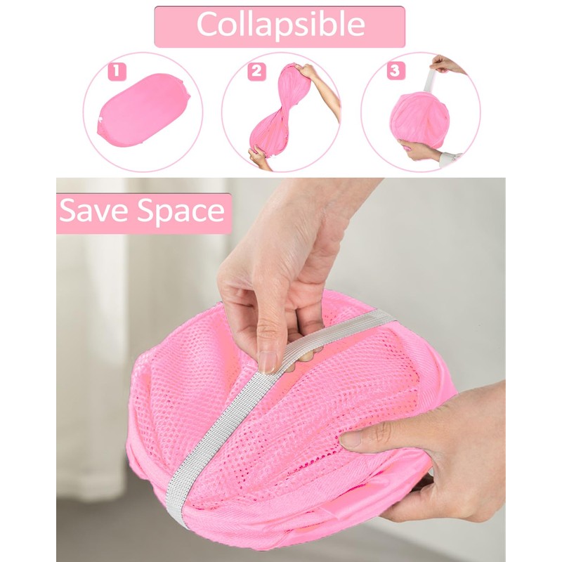 Durable Collapsible Laundry Baskets - Reinforced Mesh Pop Up Laundry