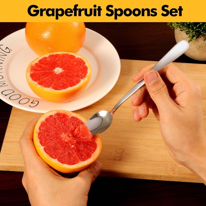 HyperSpoon 5 Pack Grapefruit Spoons & 1 Grapefruit Knife, Stainless