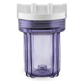 Hydronix HX-HF3-5CLWH14 5" Clear Housing with White Rib Cap for RO and Filtration Systems, 1/4" Ports, Clear/White