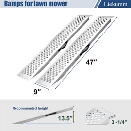 LIEKUMM 47" Steel Shed Ramps, 1300 lbs Capacity Ramp for Lawn Mower, Loading Ramps for Pickup Trucks, UTVs, ATVs, Trailers, E-Bikes, Bicycles, Motorcycles, Ramp for Truck Bed Loading, Pack of 2