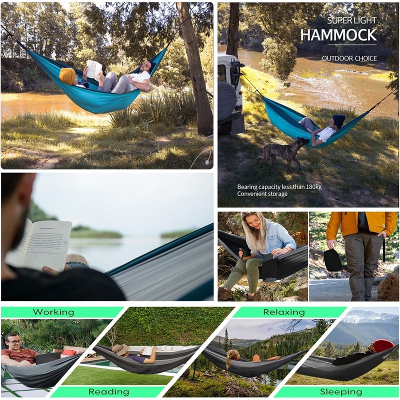 Hammock Camping, Portable Single/Double Hammocks for Outdoor Hiking Travel Backpacking
