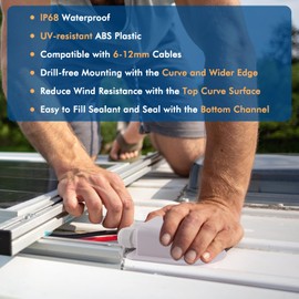 2 Pack of IP68 Waterproof Solar Cable Entry Gland by Restmo, Weather Resistant Dual Cable Entry Housing for Solar Panels of RV, Caravan, Marine, Boat, Cabin, White