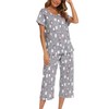 MIA LUCCE Womens Pyjamas -Short SleeveTops with 3/4 Pants PJs