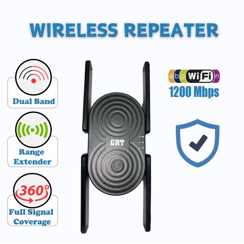 GRT Dual Band 1200Mbps Wifi Long Range Extender Booster Repeater