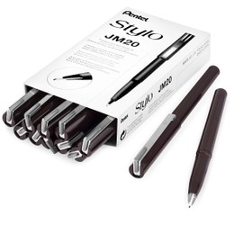 Pentel JM20 Stylo Disposable Fountain Pen – Grey Ink - Pack of 12