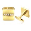 HONEY BEAR Mens Crystal Cufflinks Stainless Steel Gold Square Business