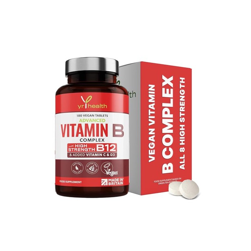 Vegan Vitamin B Complex Advanced with Added Vitamins D3 &