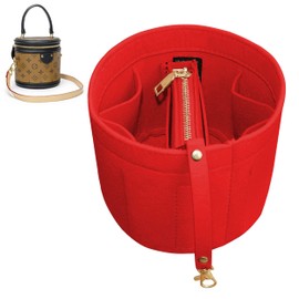 Soyizom Cannes Felt Bag Insert for Handbag Organizer with Detachable Bag and Key Fob Fits Cannes Tote Bag Purse Organizer 5 Colors, red