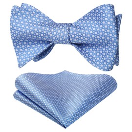 HISDERN - Pajaritas de lazo para hombre, diseño de lunares y bolsillo cuadrado clásico de negocios, esmoquin para boda, corbatín, Azul bebé, Talla única