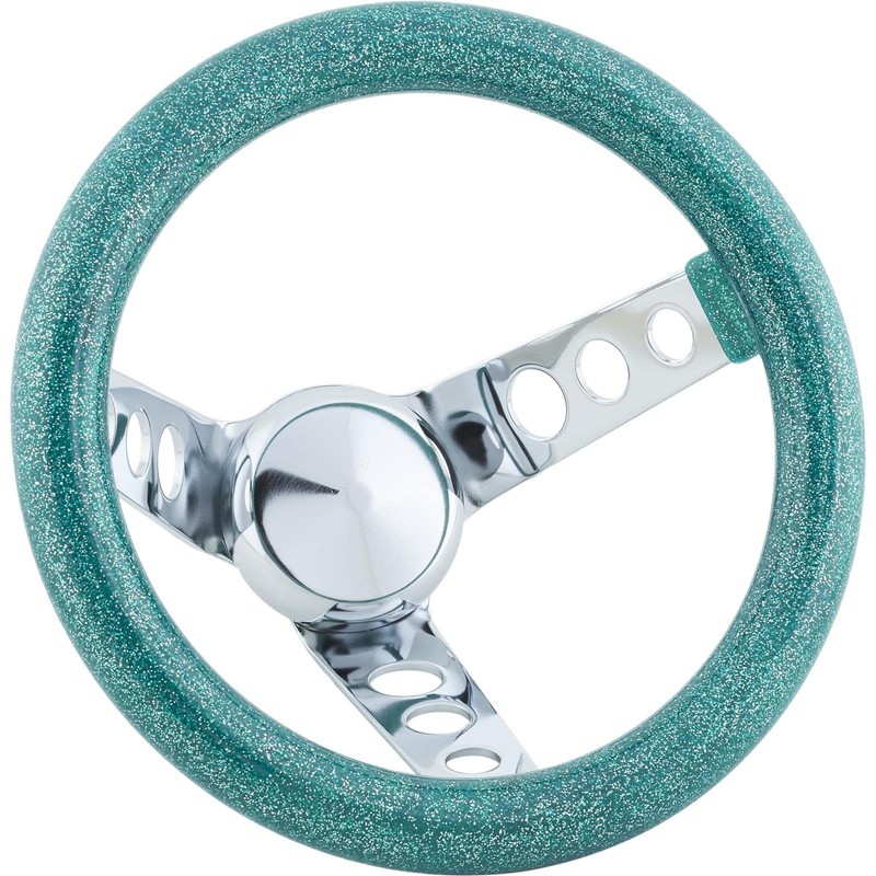 9-3/4 Inch Blue Metalflake Steering Wheel, 5-1/2 Dish