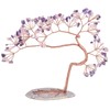 mookaitedecor Natural Amethyst & Rose Quartz Crystal Tree with Agate Slice Base, Feng Shui Money Tree Bonsai Sculpture for Home Office Altar Table Decoration 7-8 Inch