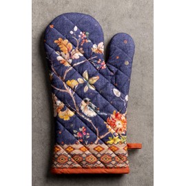 Maison d' Hermine Oven Mitts + Pot Holders 100% Cotton Heat Resistant Oven Mitt (19cm x 33cm) & Pot Holder (20cm x 20cm) Grilling, Kelim - Infinity - Thanksgiving/Christmas