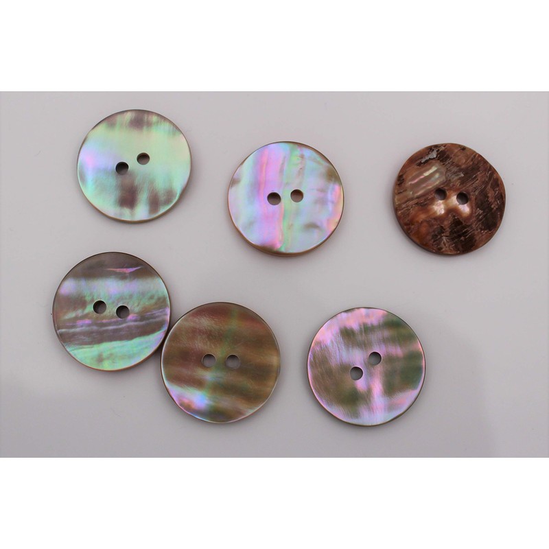 Pack of 6 Genuine Mother of Pearl Buttons 2 Holes