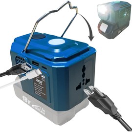 UIRSTY 200W Power Inverter for Makita 18V Battery, DC 20V to AC 110-120V Battery Inverter, Battery Powered Outlet with 1 USB Port & 1 Type-C & 1 AC Outlet,LED Portable Power Station Charger Adapt