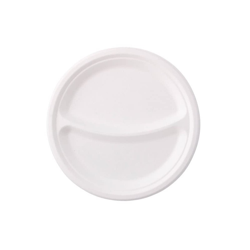 BIOZOYG Disposable Plates, Pack of 50, 2 Chambers, Diameter 22