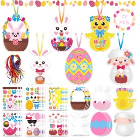 TOPJOWGA Children's Easter Craft Set, 24 Pieces, Easter Crafts, Chicks, Rabbits, Paper Craft Set, Easter Eggs Stickers, Easter Decoration, Creative Sets for Crafts, Handmade Easter Decoration, Crafts