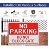 No Parking Do Not Block Gate Signs, Metal Reflective 10"