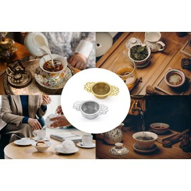 Verve Jelly 10Pack Tea Filters with Drip Bowls, Ultra Fine Mesh Tea Strainers Stainless Steel Tea Strainer with Double Handles for Loose Leaf Tea and Spices & Seasonings, Gold