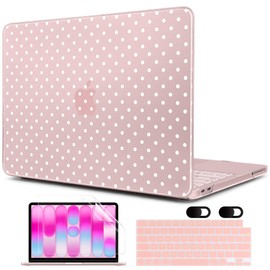 MEEgoodo Printed Case for New MacBook Neo 13 inch 2026 Release(Fit Model A3404), Laptop Hard Shell Cases with Keyboard Skin & Screen Protector & Webcam Covers, Blush & White Polka Dots