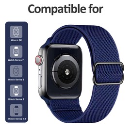 Migeec Strap Compatible with i Watch 38mm 40mm 42mm 44mm, Nylon Stretchy Sport Replacement Band for i Watch Series SE / 6/5/4/3/2/1 (42MM/44MM, Blue)