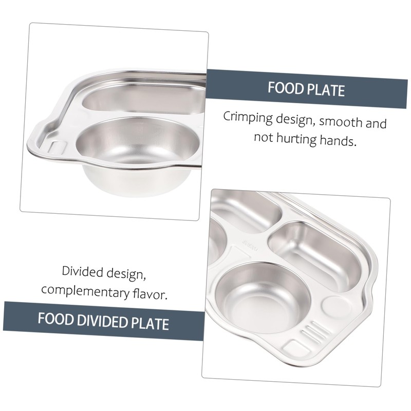 Ciieeo Stainless Steel Dinner Plate Compartment Children's Plate for Family