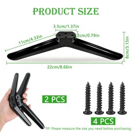 TV Stand Legs, Universal Tv Stand Base Stand Base for 32 40 49 50 55 Inch Flat Screens, Black Pedestal Feet for Most Smart Television Table Desk, Non-Slip Table Top Stand With Screws Home Office