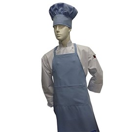 Chefskin Baby Blue Adult Chef Set (Apron+hat) Adjustable, Ultra Lite Fabric