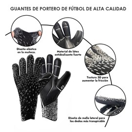 zezelife Guantes de Fútbol, Guantes de Portero Profesionales y Transpirables con Protectores de Dedos para Niños Jóvenes y Adultos (5 Size)