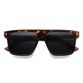 SOJOS Sunglasses for Women & Men Square Wide Thick Frame Shades Retro Trendy Fashion UV Protection SJ2373 (Tortoise,Silver,Grey)