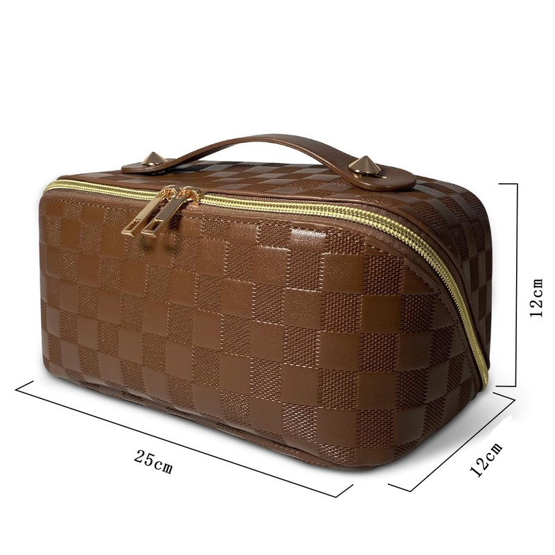 LAhair 化粧ポーチ 小物入れ ポーチ コスメポーチ メイクボックス トラベルポーチ 大容量 チェッカー レディース