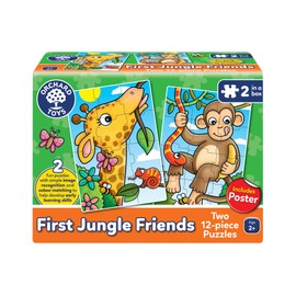 Orchard Toys First Jungle Friends Jigsaw Puzzle, 12-Piece Jigsaws, Two Puzzles in a Box, Perfect For Kids Ages 2+, Develops Hand-Eye Coordination