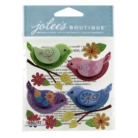 Jolee's Boutique 50-21368 Sticker 3D Stitched Birds, Multicolor
