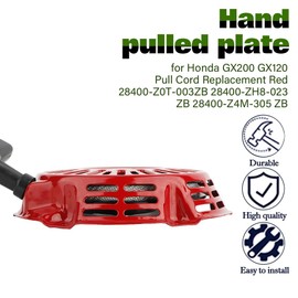 MOPASEN GX160 Pull Start Assembly w/Recoil Starter Rope for Honda GX200 GX120 Pull Cord Replacement 28400-Z0T-003ZB 28400-ZH8-023ZB 28400-Z4M-305ZB Red