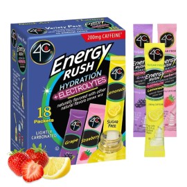 4C Energy Rush PSD with Electrolytes 18ct Variety Pack Stix (Lemonade/Stra