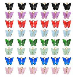 YUNXI 48 piezas de colgantes de mariposa de acrílico colorido con forma de mariposa para pendientes, pulseras, collares, joyería y colgantes, Acrílico, N/C,
