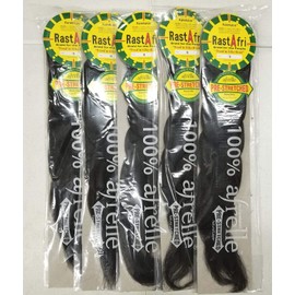 RastAfri Pre-Stretched Silky Braiding Hair (5 Single Packs, #1B)