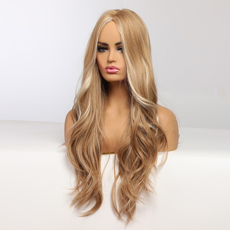 Synthetic Wig Brown Curly Wavy Wig Long Hairpiece