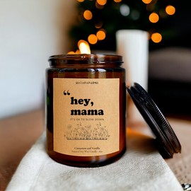 HatafaFurni Gifts for Mom from Daughter, Son - Hey, Mama - Mothers Day Gifts for Mom, Mom Gifts, Birthday Christmas Gift for Mom - Cinnamon and Vanilla - Soy Wax Candle - 8oz
