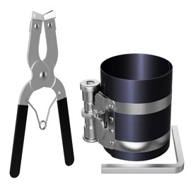 Moker Piston Ring Compressor Tool,Car Engine Piston Ring Installer Removal Kit，Adjustable Sizes From 2-1/8 Inches To 7 Inches (53mm - 175mm) with Piston Installer Plier