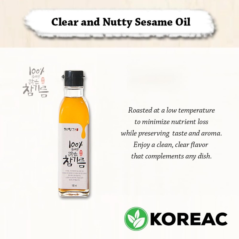 KOREAC_ 한국 참기름 Korean Mildly Roasted Pure Sesame Oil 180ml